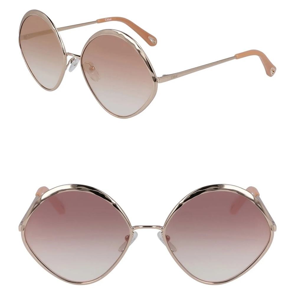 Chloe Oval 60mm Sunglasses. Rose Gold